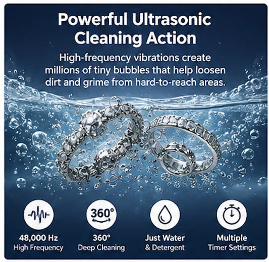 Ultrasonic DIY Cleaner Machine For Jewelry, Watches, Glasses & Small waterproof items