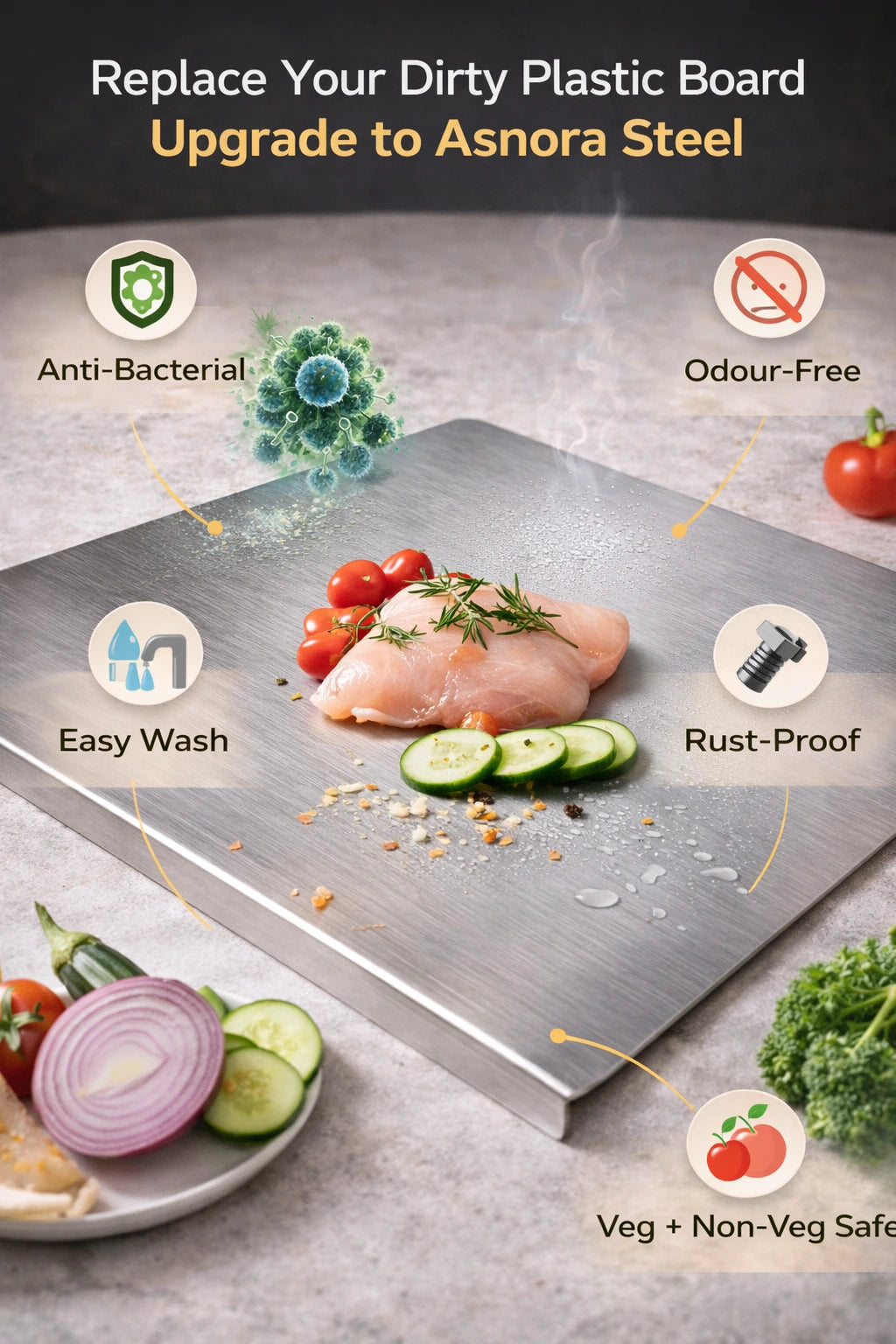 India's #1 Stainless Steel Chopping Board - 50% Off (Save ₹800)  I Limited Stock