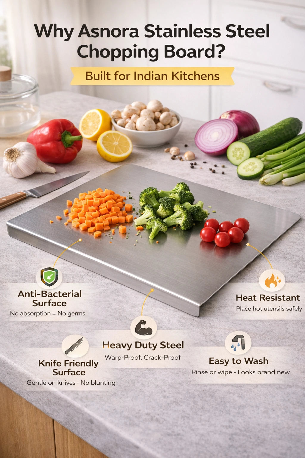 India's #1 Stainless Steel Chopping Board - 50% Off (Save ₹800)  I Limited Stock